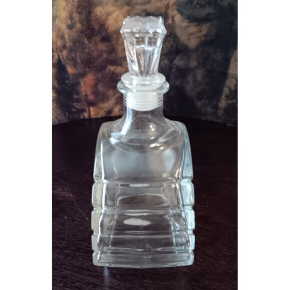 Vintage Art Deco Clear Glass Decanter With Stopper 7 3/4" - Picture 3 of 13